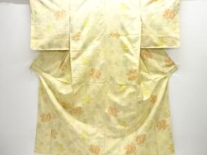 未使用品　花模様織り出し手織り紬着物